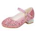 XINSHIDE Shoes Toddler Little Kid Girls Pumps Glitter Sequins Princess Low Heels Party Dance Shoes Rhinestone Sandals Toddler Walking Shoes