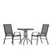 Flash Furniture Brazos Series 3-Piece Steel Glass Patio Table and Chair Set Black