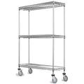 21 Deep x 72 Wide x 69 High 3 Tier Stainless Steel Wire Mobile Shelving Unit with 1200 lb Capacity