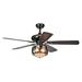 Nettle 3-Light Shaded Glass and Crystal 5-Blade 52-Inch Pear Black Ceiling Fan