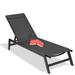 Seizeen Outdoor Chaise Lounge Chair Five-Position Adjustable Patio Lounge Chair for Poolside Deck Porch Backyard Black Aluminum Frame Furniture Set with Wheels