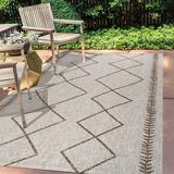 Derya Tribal Diamond Trellis Beige/Brown 4 ft. x 6 ft. Indoor/Outdoor Area Rug