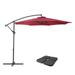 CorLiving 9.5ft Tilting Offset Patio Umbrella Outdoor Hanging Umbrella with Crank Cantilever Patio Umbrella For Backyard Deck Garden Outdoor Patio Umbrella with Base Wine Red