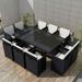 Andoer 11 Piece Outdoor Dining Set with Cushions Poly Rattan Black