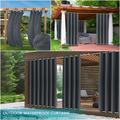 (8 Panels) Upgraded Outdoor Curtain Garden Patio Gazebo Sunscreen Blackout Curtains Thermal Insulated Grey Curtains with Top and Bottom Grommet | Waterproof& Windproof&UV-protection& Mildew Resistant