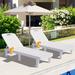 Seizeen Lounge Chair Set 2 PCS Outdoor Chaise Lounge Sets with Small Table PP Resin Sun Lounger Recliner Adjustable for Pool Deck Patio Garden White