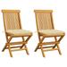 Suzicca Patio Chairs with White Cushions 2 pcs Solid Teak Wood