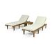 Noble House Ariana Outdoor Acacia Wood 3Pc Chaise Lounge Teak/Cream Cushions