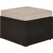 Palm Harbor Outdoor Wicker Ottoman with Sand Cushion - Brown