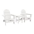 DuroGreen Adirondack Chair Set Made With All-Weather Tangentwood 2 Chairs 1 Side Table Oversized High End Patio Furniture for Porch Lawn or Deck No Maintenance USA Made White