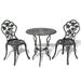 Dcenta 3 Pcs Bistro Set with Round Table 2 Backrest Chairs Green/White Cast Aluminum Weather-Resistant for Garden Patio Conservation