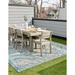 Rugs.com Outdoor Aztec Collection Rug â€“ 4 x 6 Teal Flatweave Rug Perfect For Living Rooms Large Dining Rooms Open Floorplans