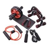 New Portable Home Exercise Gym Equipment Ab Wheel Abdominal Roller with Knee Mat Push Up Bar Jump Rope(RED COLOUR)