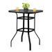 enyopro 31.5 Patio Bistro Table Tempered Glass Square Table with Metal Frame Outdoor Side Table Bar Table for Garden Balcony Poolside Lawn T10