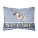 Carolines Treasures BB8279PW1216 Smooth Fox Terrier Welcome Canvas Fabric Decorative Pillow Blue 12H x16W multicolor