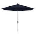 Belen Kox 11 Sun Master Series Patio Umbrella With Bronze Aluminum Pole Fiberglass Ribs Collar Tilt Crank Lift With Olefin Navy Fabric