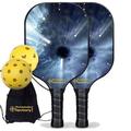 Pickleball Factory Pickleball Starter Set - Black Hole Custom Pickleball Paddle Pickleball Net Set Up Carbonfiber Graphite