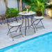 Gymax 3PCS Mosaic Patio Bistro Set Conversation Set w/ Folding Chairs & Round Table