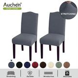Dining Chair Covers AUCHEN Chair Covers Set of 2 Parsons Chair Slipcover Chair Covers for Dining Room Removable Washable Elastic Parsons Seat Case for Restaurant Hotel Ceremony (Gray)