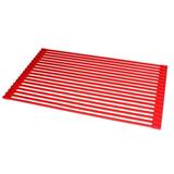 Multipurpose Silicone Roll-up Dish Rack 20-3/8 Inch Silicone Multipurpose Roll-up Dish Rack For Stainless Steel Kitchen / Island / Bar Sinks Red