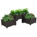 Plastic Raised Garden Bed Set of 4 Outdoor Planter Box for Herbs Flowers Vegetables Free Splicing Injection Planting Box with Legs and Drain Hole for Garden Patio Balcony Brown D6831