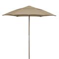 7.5 ft. Hex Beach Umbrella 6 Rib Push Up Natural Oak with Beige Spun Poly Canopy