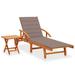 vidaXL Patio Sun Lounger with Table and Cushion Solid Acacia Wood