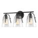 Kira Home Branson 22 3-Light Modern Farmhouse Vanity/Bathroom Light + Seeded Glass Cone Shades Black Finish