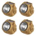 Pure Garden 4-Pack of Solar Lights - Faux-Rock Outdoor Lighting Brown