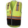 3C Products Premium ANSI/ISEA 107-2015 Class 2 Safety Green Solid Front Mesh Back Surveyor Safety Vest w/ Black Bottom Inside Tablet-Pocket Mic Tabs and Pen Holder - SV3700-4XL