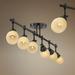 Pro Track Elm Park 6-Head Ceiling Track Light Fixture Kit Spot Light Brown Bronze Finish Amber Glass Western Kitchen 57 1/2 Wide