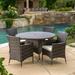 Madison Wicker 5 Piece Round Patio Dining Set with Cushions