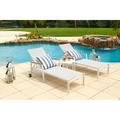 Milan 3-Piece Aluminum Outdoor Patio Furniture Chaise Lounge Chair Set in Light Gray w/ Two Chaise Lounge Chairs and Side Table