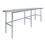 AmGood 96 Long x 24 Deep Stainless Steel Work Table Open Base | Work Station | Metal Work Bench