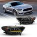 Full Led Headlights Assembly for 2015 2016 2017 Ford Mustang Led High Low Beam Projector Headlights w/ Led Sequential Turn Signals Led DRL Amber Reflector Driver & Passenger Sides