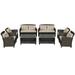 Gymax 8pcs Patio Rattan Conversation Set Cushioned Outdoor Furniture Set