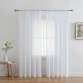 THD Zoey Faux Linen Textured Semi Sheer Window Rod Pocket Thick Curtains Drapery Panels 2 Panels