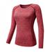 Women Long Sleeve Sports Compression T-Shirt Quick-Dry Gym Yoga Running Tops Tee