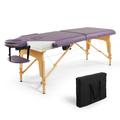 CAPHAUS Premium Memory Foam Massage Table 84 Inch Foldable & Portable Massage Bed Height Adjustable Spa Bed Facial Cradle Salon Bed with High Quality Wooden Legs & Carry Case 28 Inch Wide Purple