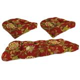 Jordan Manufacturing 3-Piece Alberta Salsa Red Floral Tufted Outdoor Cushion with 1 Wicker Bench Cushion and 2 Wicker Seat Cushions