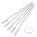 Lixada 5pcs 10 Inch Flat Titanium Barbecue Skewers Backyard Picnic BBQ Grilling Kabob Skewers BBQ with Wire Ring