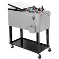 Home Aesthetics Grey 80 Qt Quart Rolling Cooler Ice Chest Beverage Bar for Outdoor Patio