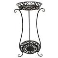 HOMEMAXS Wrought Iron Flowerpot Rack Double Layer Plant Pot Stand Decorative Flower Pot Vase Shape Shelf (Black 640mm Height)