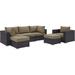 Modern Contemporary Urban Design Outdoor Patio Balcony Six PCS Sectional Sofa Set Brown Rattan