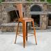 BizChair Commercial Grade 4 Pack 30 High Distressed Orange Metal Indoor-Outdoor Barstool with Back