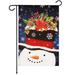 G128 Garden Flag Christmas Decoration Snowman with Festive Evergreen Top Hat 12 x18