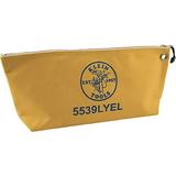 Klein Tools 5539LYEL Zipper Bag Large 16-Inch Canvas Tool Pouch for Tool Storage with Brass Zipper and Grommet for Hanging Yellow