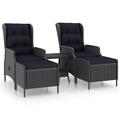 Suzicca 3 Piece Patio Set with Cushions Poly Rattan Dark Gray