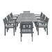 VIFAH Renaissance Outdoor Patio Hand-scraped Wood 9-piece Dining Set with Extension Table - Gray