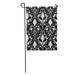 KDAGR Fleur Antique Scroll and Lis Pattern Black LYS White Damask Garden Flag Decorative Flag House Banner 28x40 inch